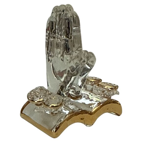 Blown Glass Praying Hands Figurine in Gift Box w/ Poem Christian Collectible - Picture 4 of 5